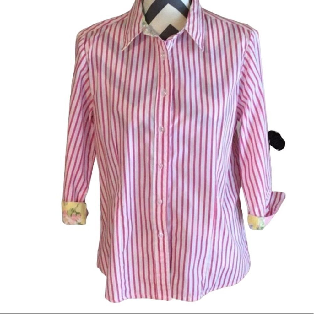 American Sweetheart Blouse SMALL Pink & White